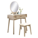 Maly - Contemporary Wood Vanity And Stool Set - Gold by HouseOfZazla
