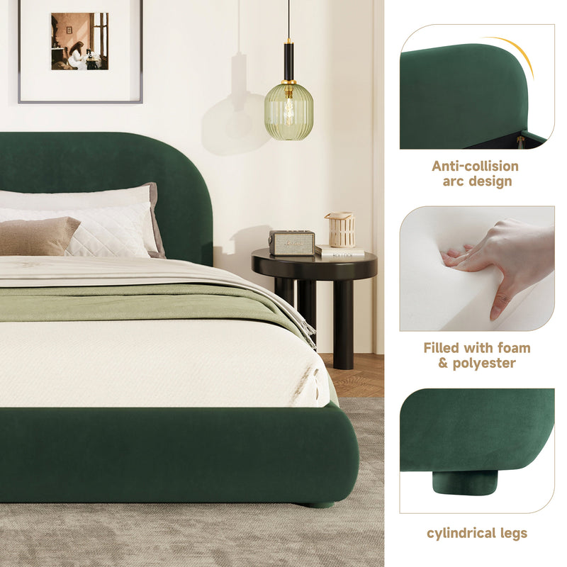 Dark Green Velvet Bed Frame, photo 3 of 10