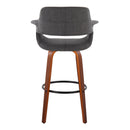 Vintage Flair - Mid Century Modern Fixed Height Barstool With Swivel With Round Footrest (Set of 2) by HouseOfZazla