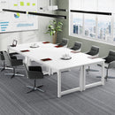 Executive Desk, Large Office Computer Workstation With Thick Frame - White by HouseOfZazla