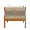Outdoor Club Chairs (Set of 2) with Diamond-Pattern Beige Rope, Teak Finish