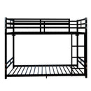Bunk Bed with Ladder and High Guardrail Metal Bunk Bed, Storage Space, Noise Free, Twin Over Twin Size by HouseOfZazla