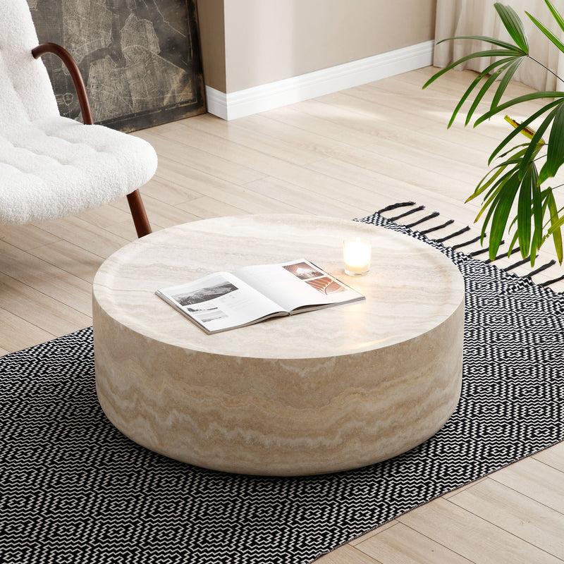 Walker Edison | Faux Marble Pattern Modern Coffee Table