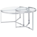 Delia 2-Piece Round Glass Top Nesting Coffee Table Chrome
