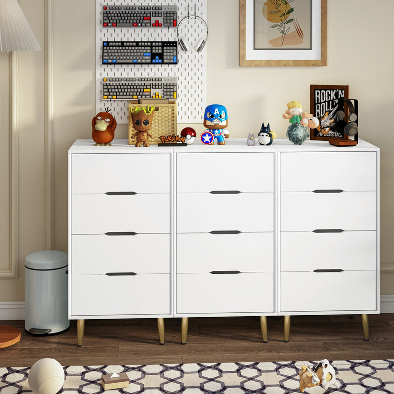 4 Drawer Dresser, Drawer Chest, Tall Storage Dresser Cabinet Organizer Unit with Metal Legs for Bedroom, Living Room, Closet (White/4 Drawer)