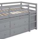 Loft Bed With Retractable Writing Desk And 4 Drawers, With Lateral Portable Desk And Shelves by HouseOfZazla