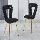 Modern Chair With Iron Tube Legs, Soft Cushions And Comfortable Backrest, Suitable For Dining Room, Living Room, Cafe, Hairball Back by Unique Piece Furniture
