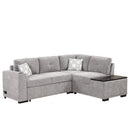83.8" Reversible Sectional Pull-Out Sofa Bed L-Shaped Corner Sofa Couch with Storage Chaise, USB Ports, Power Sockets, Cup Holder for Living Room, Bedroom, Study,Light Gray