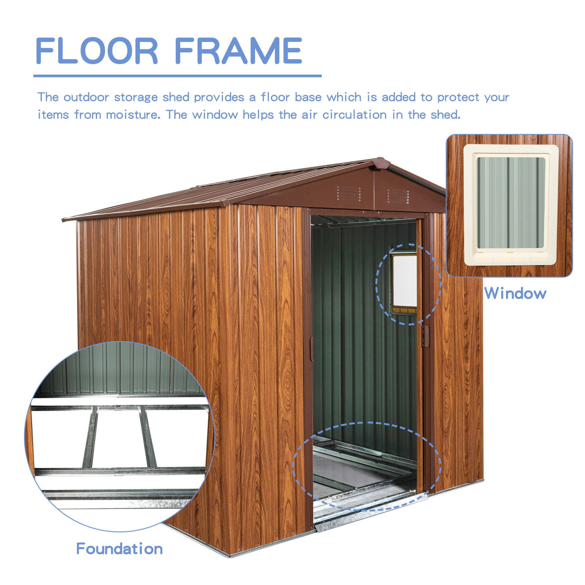 Outdoor Metal Storage Shed With Floor Base, photo 15 of 40