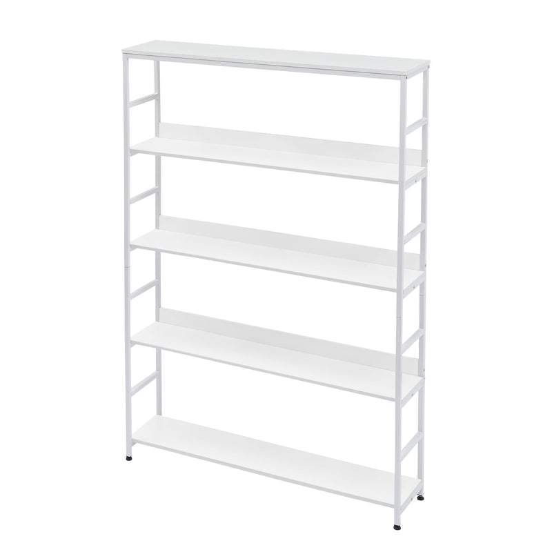 5-Tier Home Office Bookcase Open Bookshelf Storage Large 5 Shelf Bookshelf Furniture with Metal Frame, White