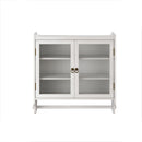 Vintage Double Door Wall Cabinet With Three Tiers Storage And Towel Rack - White Washed