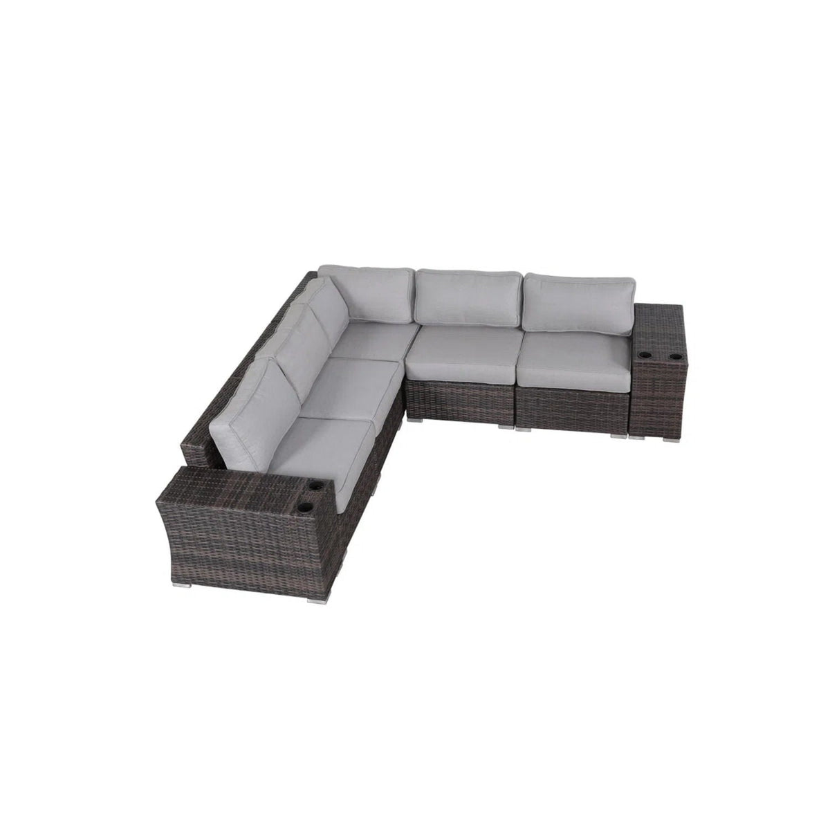 Rattan Sectional Sofa Set With Cushions, photo 23 of 37