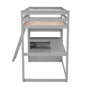 Modern Loft Bed With Built In Desk, Shelves, And 2 Drawers by HouseOfZazla
