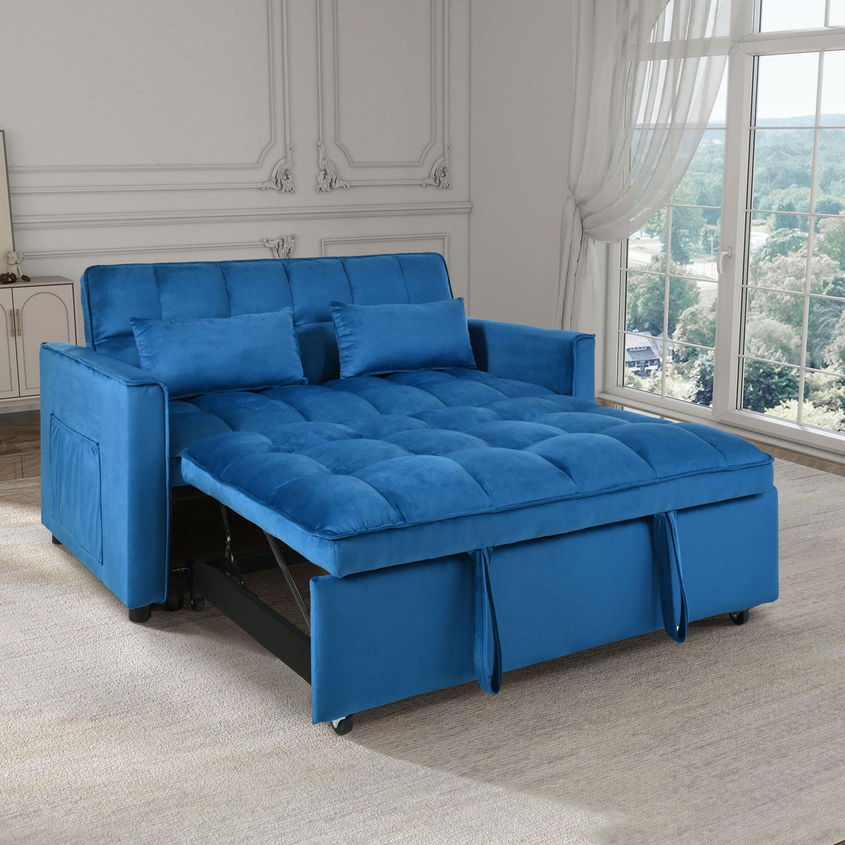 3 In 1 Pull Out Couch Convertible Sofa Bed With Reclining Backrest, photo 11 of 35