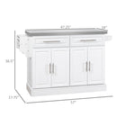 Homcom - Rolling Kitchen Island With Storage, Portable Kitchen Cart With Stainless Steel Top, 2 Drawers, Spice, Knife And Towel Rack And Cabinets by HouseOfZazla
