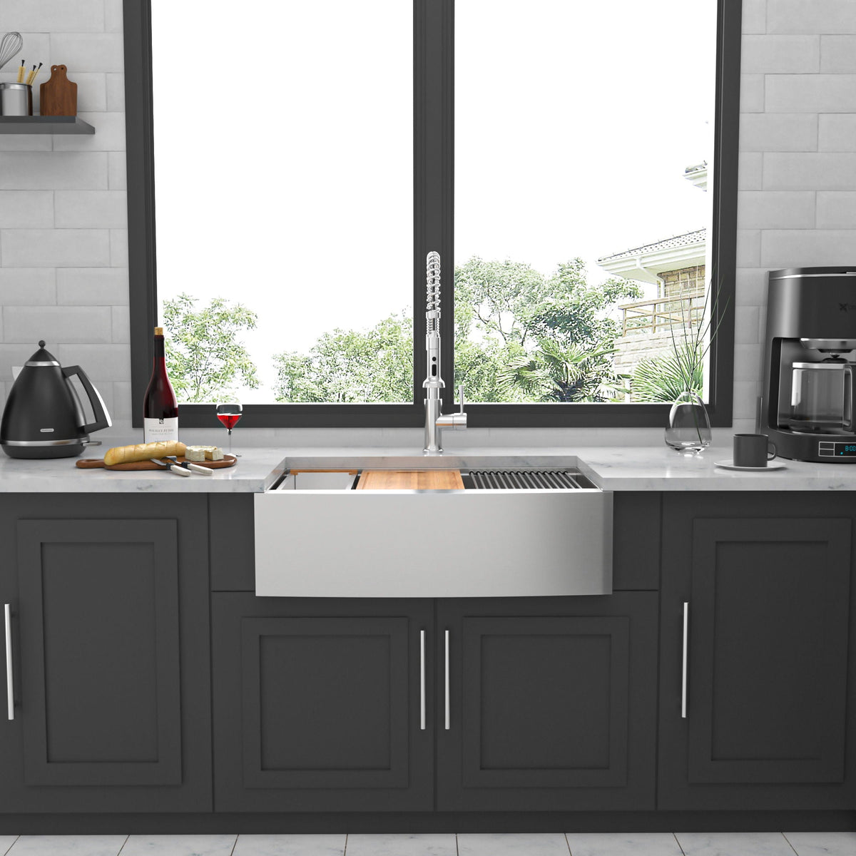 Classic Ceramic Farmhouse Sink Workstation Single Bowl With Durable Finish, photo 22 of 40