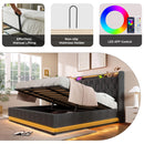 Upholstered Bed, 360 Surround LED Function, Remote Control, Hydraulic Storage Bed With USB, Type-C Charging (Without Mattress) by HouseOfZazla