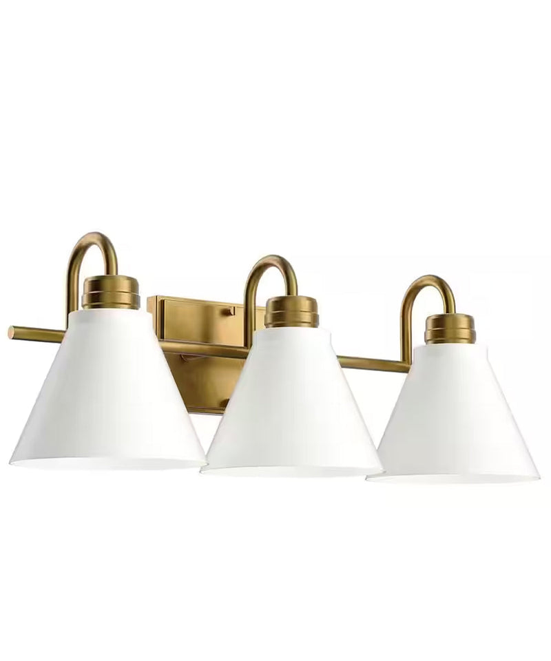 Rosburg 23"W 3-Light Bath Vanity Light Fixture by Kichler Natural Brass with White Shade Finish