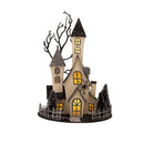Cardboard Lighted Haunted House, Tabletop Holiday Halloween Decor, Battery Powered - Beige / Black by HouseOfZazla