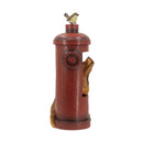 Red Fire Hydrant Water Fountain with Dog and Bird Accents