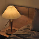 Traditional Pleated Wooden Desk Lamp with Solid Wood Base