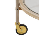 Round Bar Cart with Tempered Glass Shelves and Gold Accents by HouseOfZazla