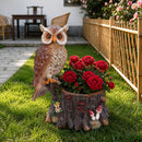 Sitting Owl with Tree Trunk Garden Planter by HouseOfZazla