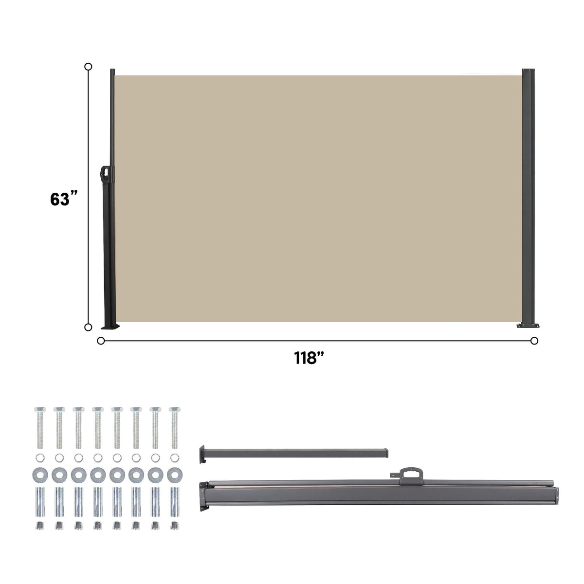 Retractable Side Awning, Waterproof And UV Resistant, Privacy Screen For Patio, photo 7 of 15