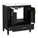 Elegant Fluted Bathroom Vanity With Sink, Soft Close Doors & Drawer by HouseOfZazla