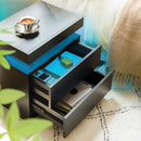 Modern LED Nightstand Bedside Table with 2 Drawers