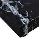 A modern and practical coffee table made of MDF material with black patterns. The fusion of elegance and natural fashion 31.4"x31.4"x12"