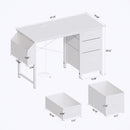 Office Desk With Power Outlet, 3 Drawers And Side Pocket For Office - White by HouseOfZazla