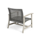 Outdoor Club Chair With Rattan Cover And Acacia Wood Frame - Gray