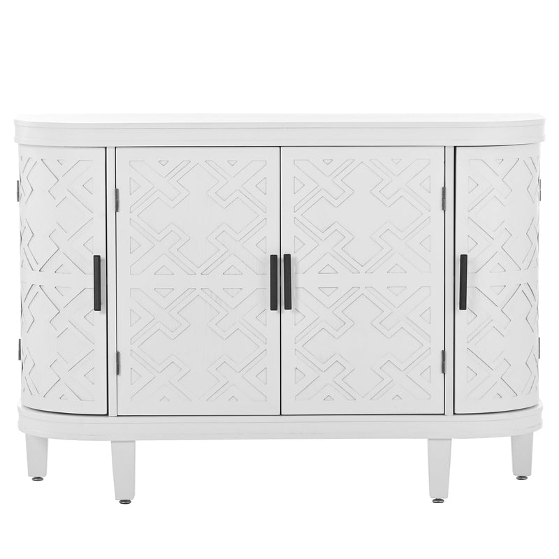 Accent Storage Cabinet Sideboard Wooden Cabinet with Antique Pattern Doors for Hallway, Entryway, Living Room