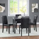 5 Piece Wooden Dining Table Set, Kitchen Table Set with a Square Table and 4 Upholstered Chairs, Wooden Dining Room Table with Crystal Decoration and Chairs Set for Kitchen, Dining Room, Black
