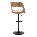 Cecina - Contemporary Adjustable Barstool With Swivel With Rounded T Footrest (Set of 2) - Black / Zebra / Cream by HouseOfZazla