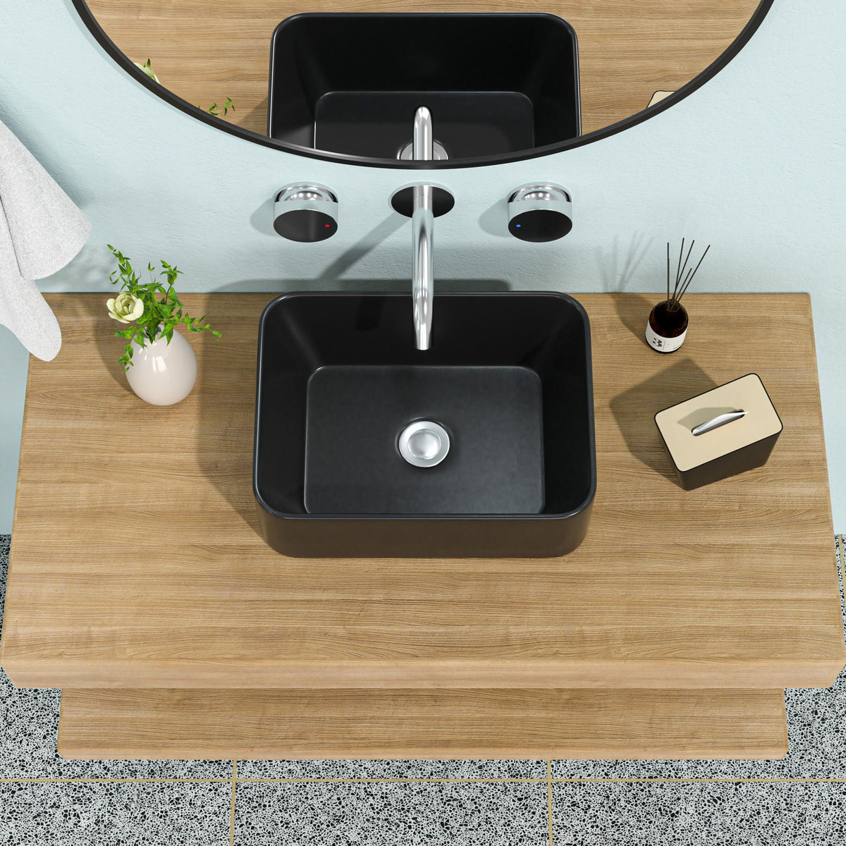 Sleek Ceramic Rectangular Vessel Bathroom Sink, photo 9 of 17