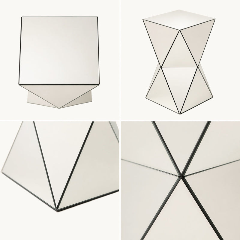 Champagne Mirrored Geometric Side Table, photo 6 of 7