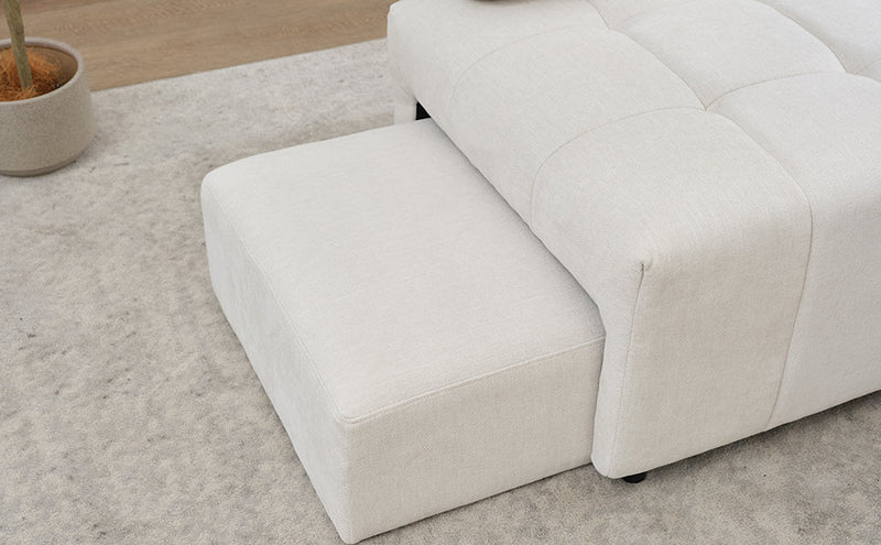 91.73" L-shaped Sofa Sectional Sofa Couch with 2 Stools and 2 Lumbar Pillows for Living Room, Biege