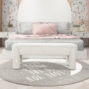 Hugo - Oval Fully Upholstered Bench - Milk Cream White by HouseOfZazla