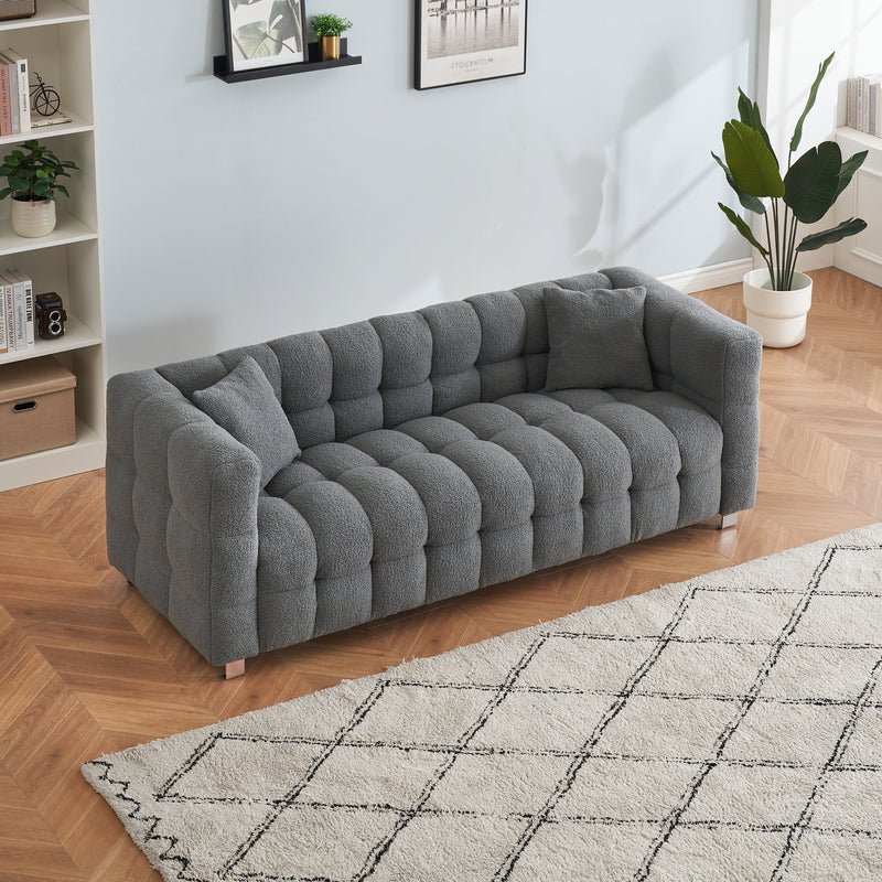 Walker Edison | Teddy 80" Sofa with two throw pillows