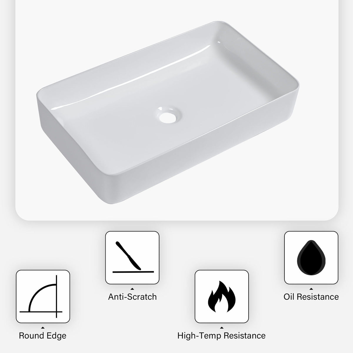 Modern Ceramic Rectangular Bathroom Vessel Sink With European Design, photo 6 of 14