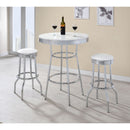 Midge - 3 Piece Round 1950S Bistro Pub Bar Table Set With Upholstery - White by HouseOfZazla