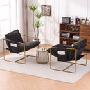 Upholstered Hanging Armchair With Arm Pocketsmetal Frame (Set of 2), Plated Craftsmanship, Crushed Foam Cushions And Skin-Friendly Woven Fabric For Living Room And Bedroom