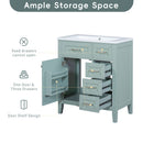 30" Bathroom Vanity Without Sink, Cabinet Base Only, Bathroom Cabinet With Drawers - Green by HouseOfZazla