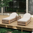 Outdoor Rope Chaise Lounge Set with Adjustable Backrest and Teak Look Side Table by HouseOfZazla