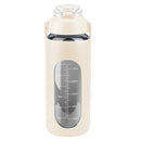 64Oz Glass Water Bottle Sports Water Bottle Motivational Water Bottle Water Intake Tracker Bottle with Straw Time Marker Silicone Sleeve Handle for Gy