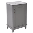 Modern Small Bathroom Vanity Cabinet With Ceramic Basin, Ample Storage, 1 Soft Close Door by HouseOfZazla