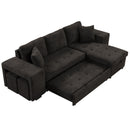Modern L-Shape 3 Seat Reversible Sectional Couch, Pull Out Sleeper Sofa With Storage Chaise And 2 Stools For Living Room Furniture Set by HouseOfZazla