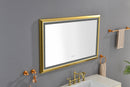 48 in. W x 30 in. H Oversized Rectangular Gold Framed LED Mirror Anti-Fog Dimmable Wall Mount Bathroom Vanity Mirror Wall Mirror Kit For Gym And Dance Studio